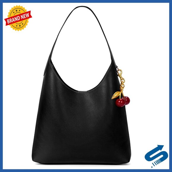 Handbags - Vegan Leather Hobo Shoulder Bag Medium Slouchy Retro Chic Tote Purse